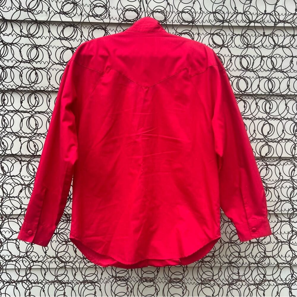 Vintage 90s Wrangler Red cape beaded sweetheart neckline western shirt M/L? - Picture 3 of 9